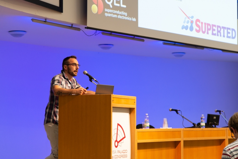 Elia Strambini during his talk at Nanowire Week 2019